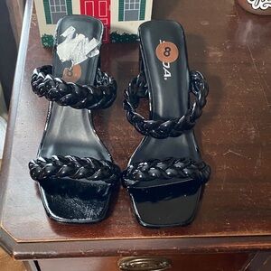 Soda Black Braided Sandals